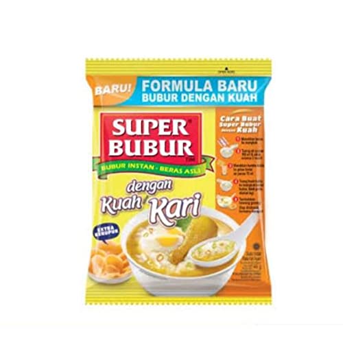 Super Bubur Kuah Kari 46g - Instant Curry Flavored Porridge (6-Pack) | Quick Breakfast & Easy Meal Solution for Busy Mornings, Office Lunch & Late Night Snacks