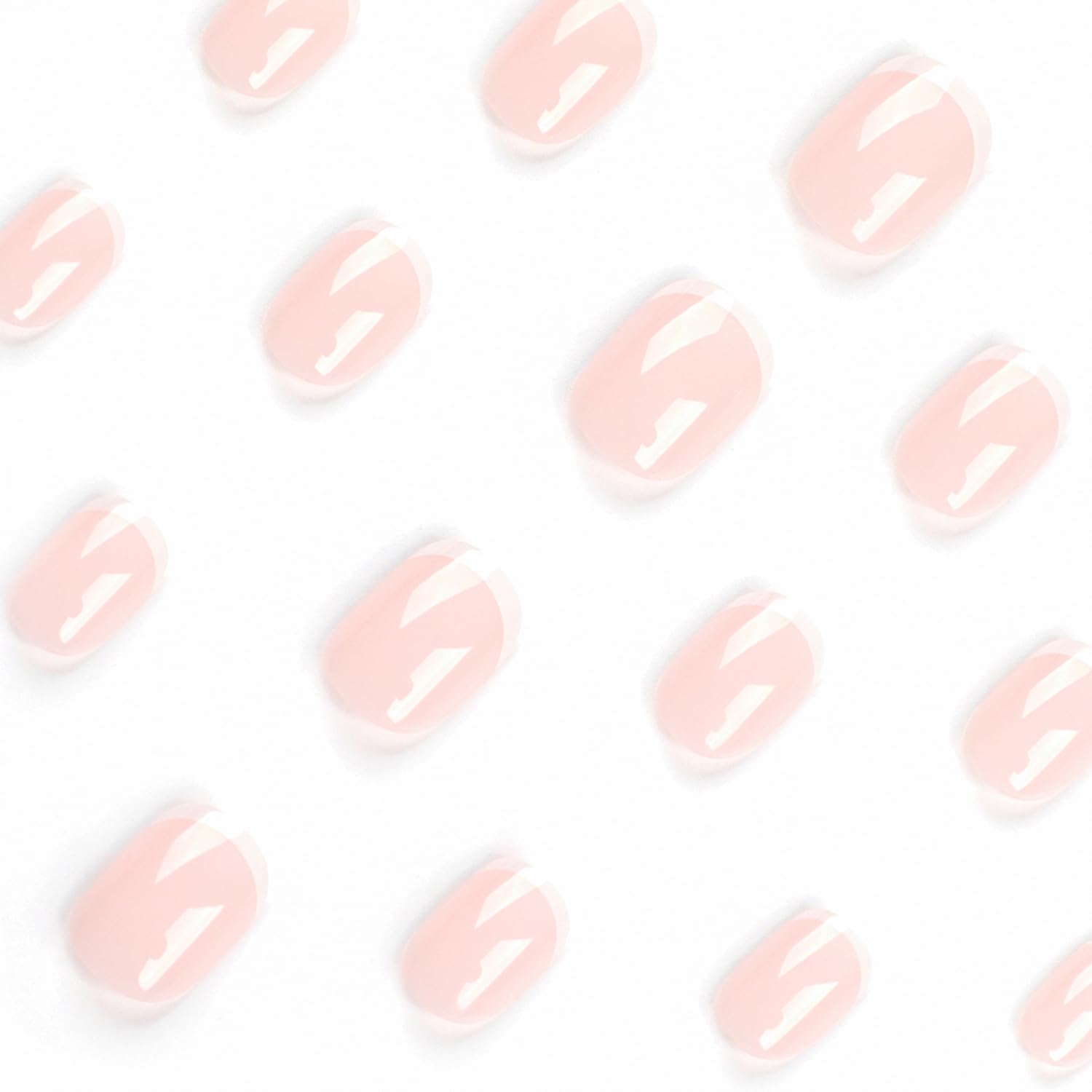 Elegant Short Square Press On Nails - French Tip Fake Nails with Glossy Designs (24Pcs) | Nude Pink Full Cover Acrylic Stick On Nails for Women | Perfect for Parties, Weddings & Everyday Wear