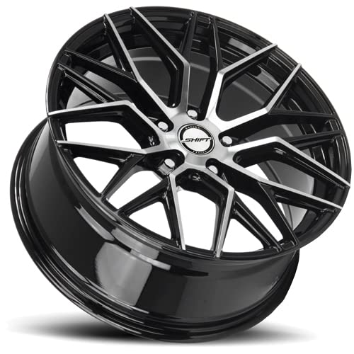20x8.5 Gloss Black Machined Face Custom Alloy Wheels - 5x114.3 Bolt Pattern, 35 Offset, 73.1mm Hub - Perfect for Honda Accord, Toyota Camry & Nissan Altima - Upgrade Your Ride with Stylish Rims for Street & Show Cars