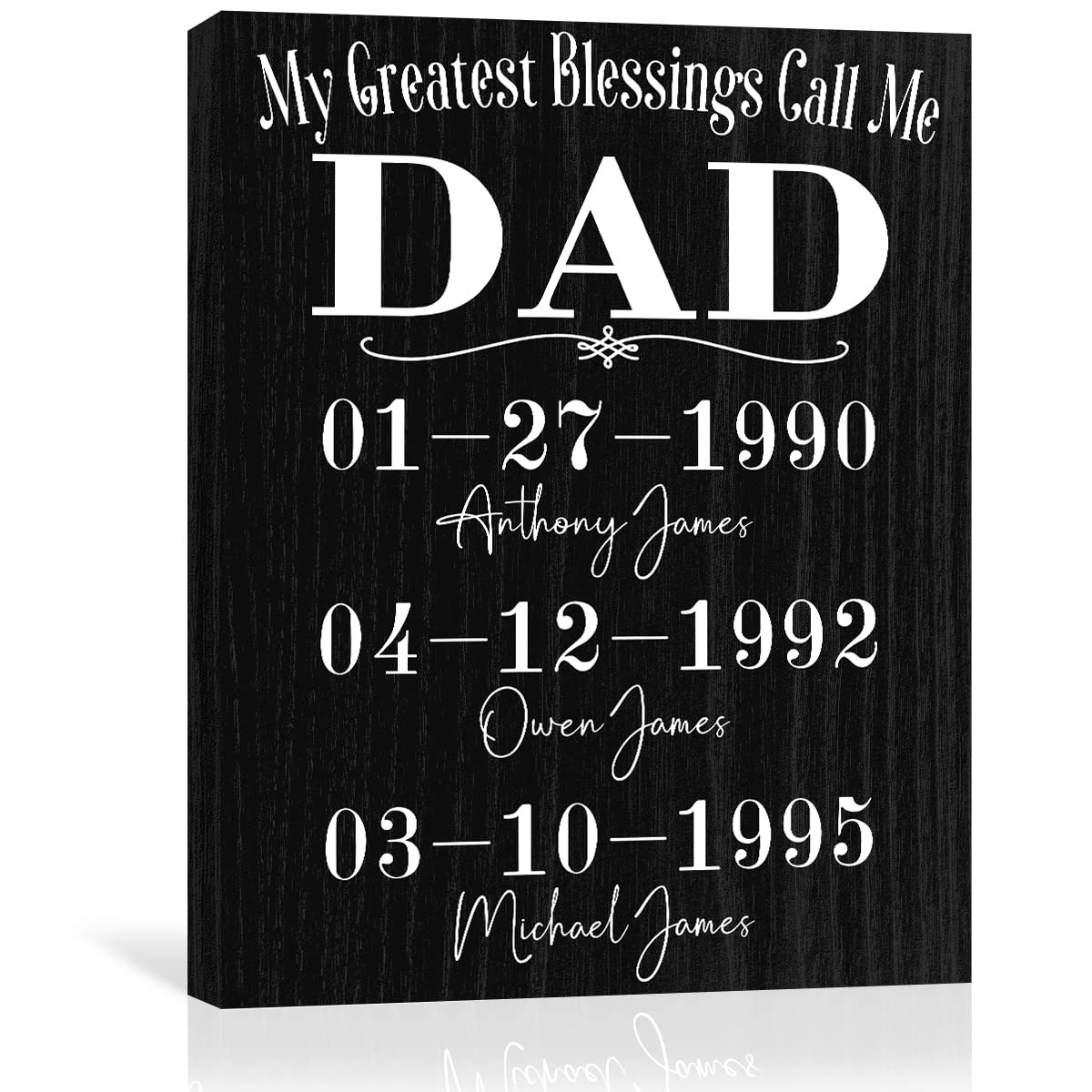 Personalized Father's Day Gifts from Wife & Kids - Custom 'My Greatest Blessings Call Me Dad' Canvas Print - Unique Birthday Present for Dad, Husband & Grandpa - Home Decor Wall Art for Living Room, Office & Man Cave