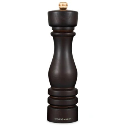 Cole & Mason 8.5 Inch Premium Chocolate Wood Pepper Mill - Adjustable Grinder for Fresh Ground Pepper - Perfect for Kitchen, Dining Table & Gourmet Cooking