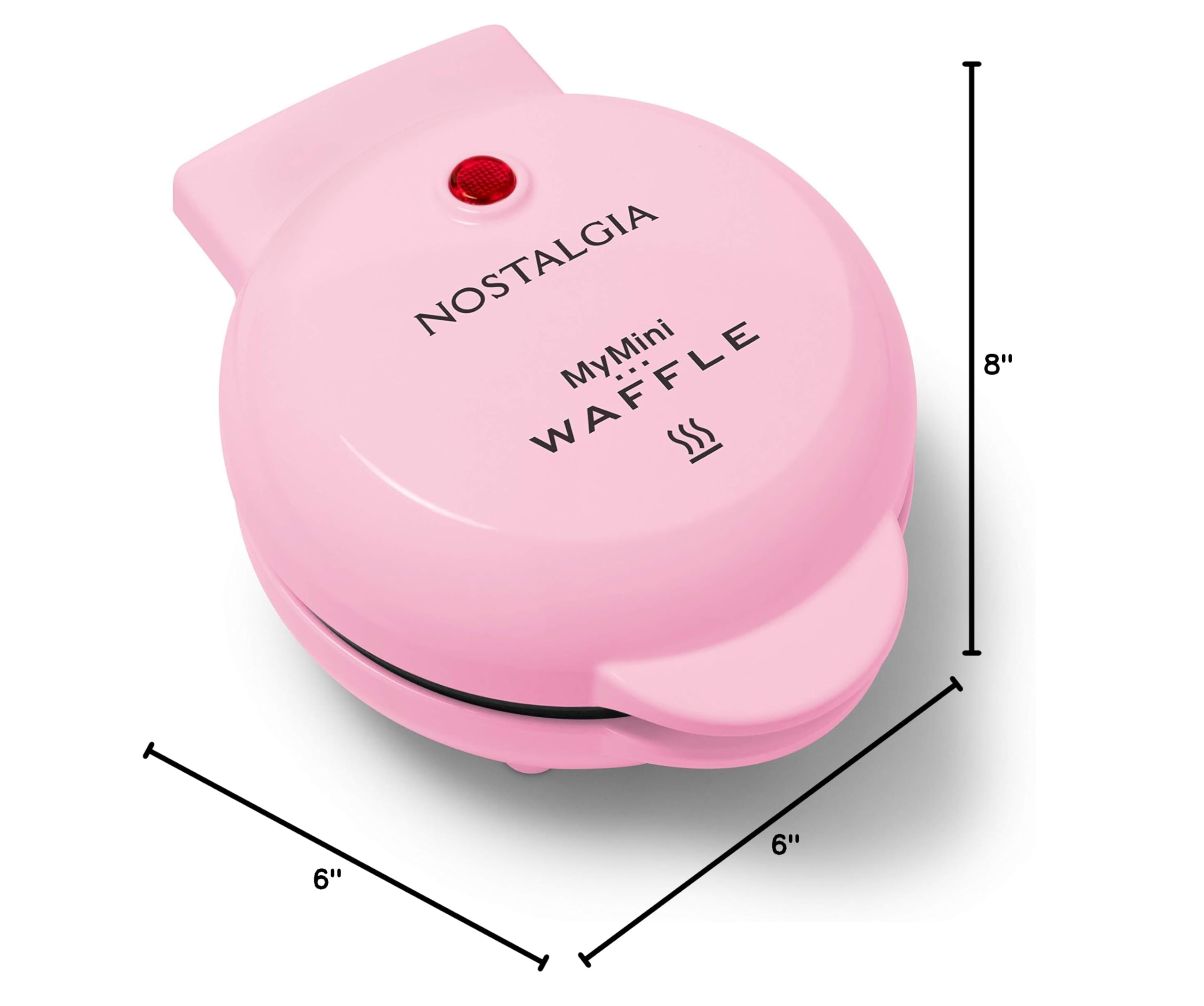 Nostalgia MWF5AQ MyMini Personal Electric Waffle Maker - Make Waffles, Hash Browns, French Toast, Grilled Cheese, Quesadillas, Brownies & Cookies - Compact & Portable, Perfect for Dorms, Offices & Small Kitchens (Pink)