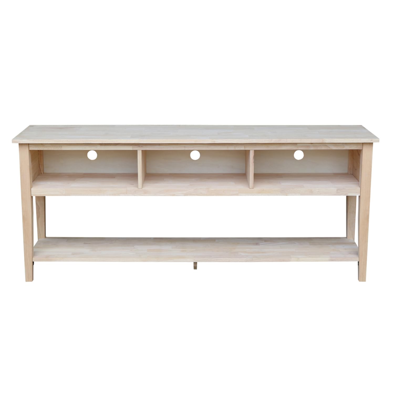 72-Inch Unfinished TV Stand for Living Room & Entertainment Center - International Concepts Solid Wood Media Console for TV, Gaming & Home Theater Setup