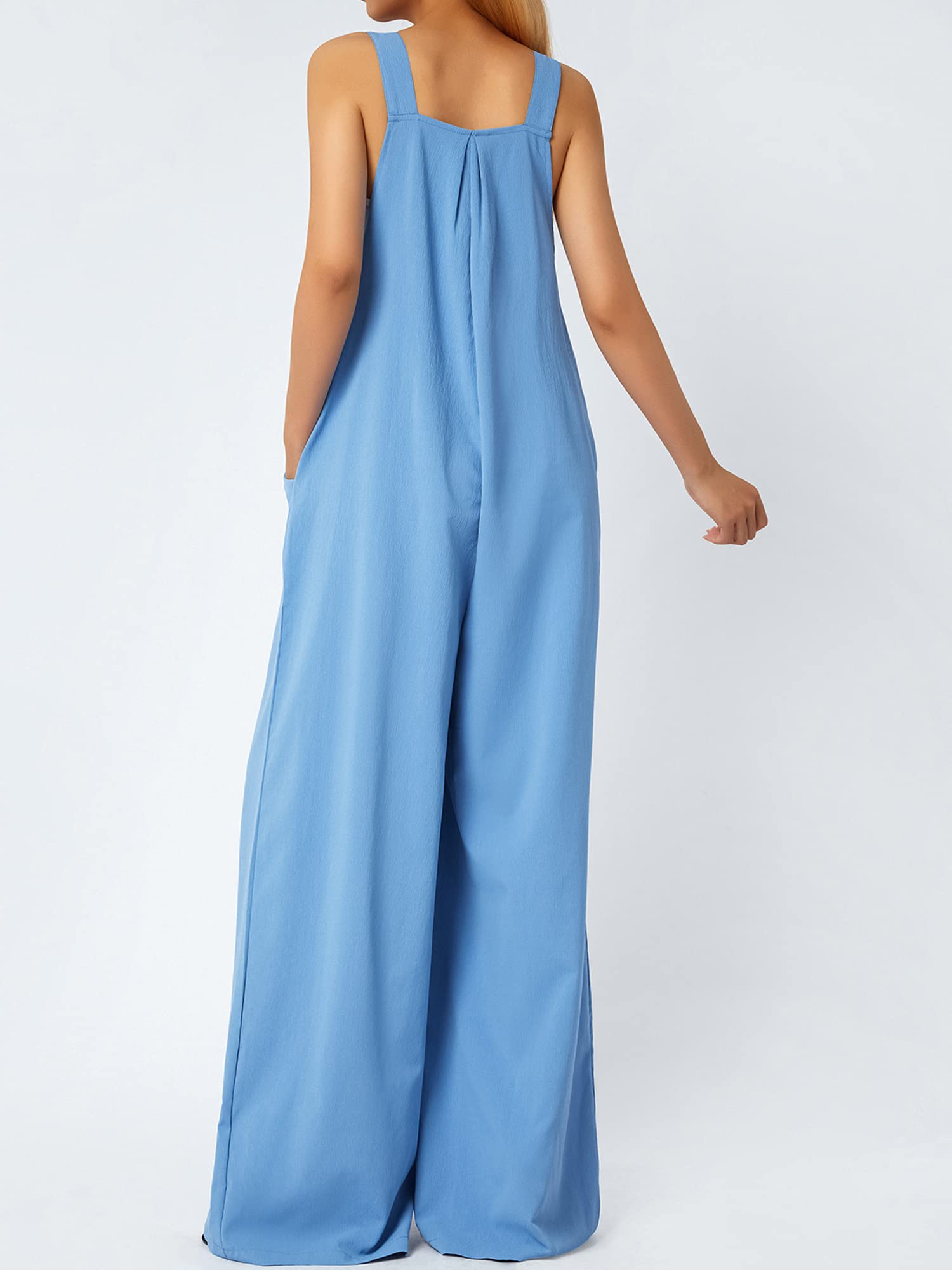 Kaipiclos Women's Baggy Overalls - Plus Size Wide Leg Jumpsuit, Solid Color Linen Suspender Overalls with Pockets for Summer | Casual Outfit, Streetwear Fashion, Boho Chic Style