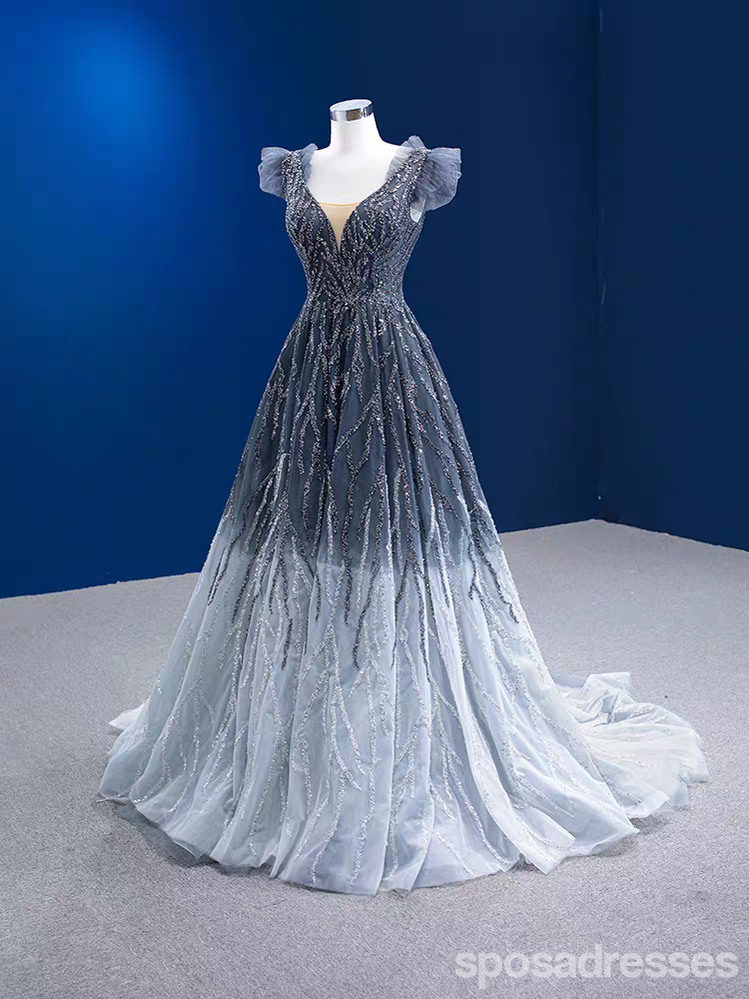 Elegant Blue A-Line Long Prom Dress for Women - Formal Evening Gown for Homecoming, Wedding & Special Occasions | Style 13701