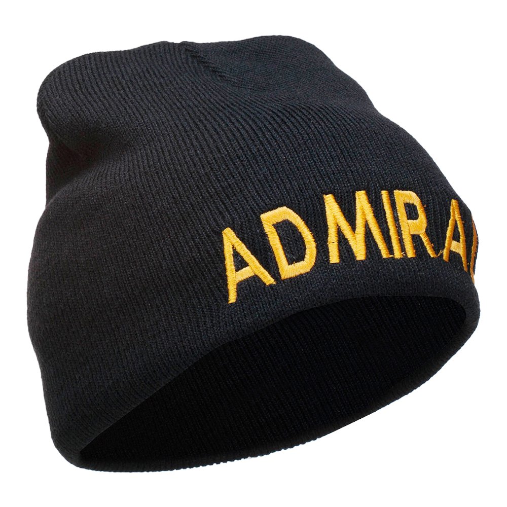 Admiral Embroidered Short Beanie for Men & Women - Winter Warm Knit Hat with Embroidered Logo - Perfect for Skiing, Snowboarding & Outdoor Activities
