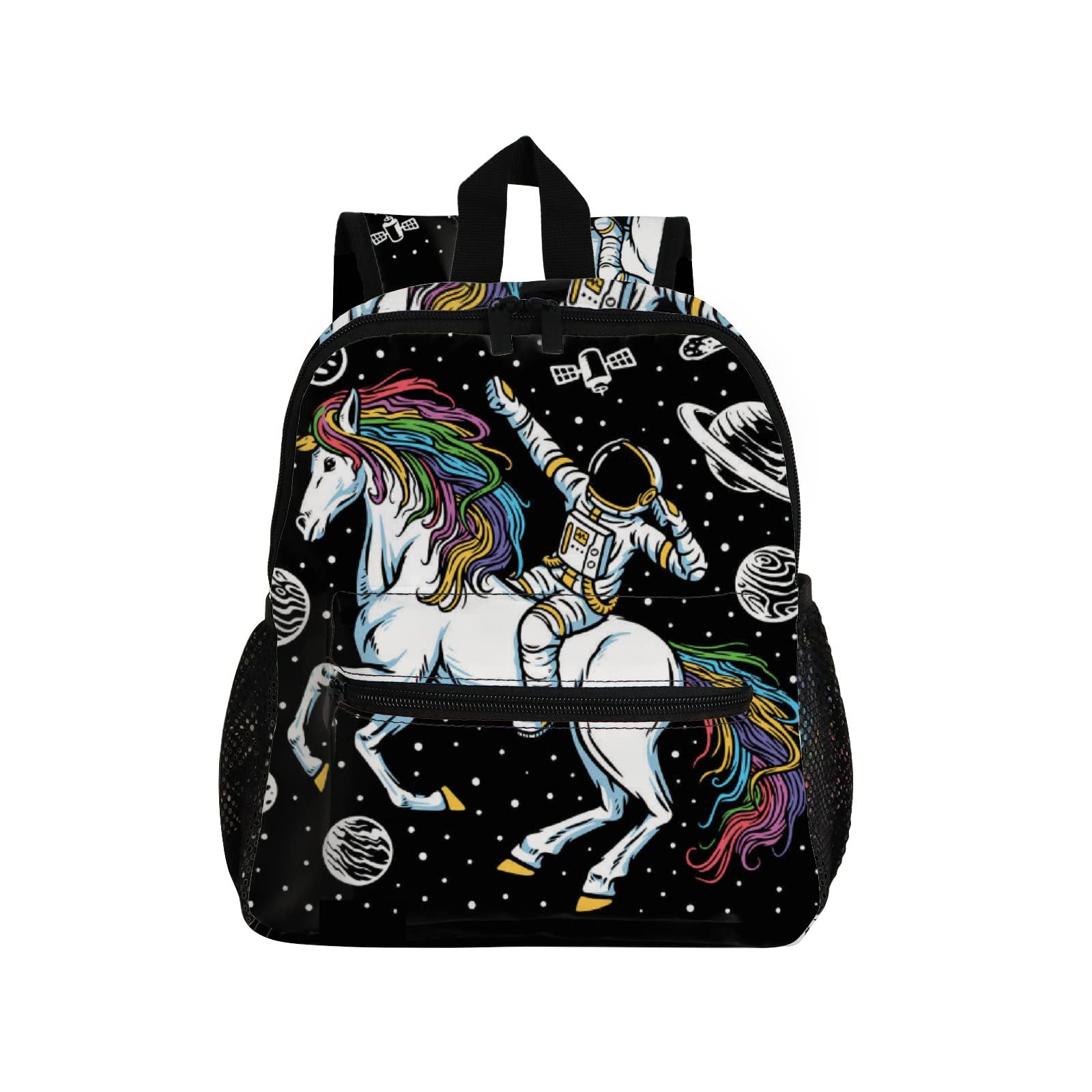 Waterproof Kids Backpack with Black Astronaut & Unicorn Space Design - School Backpack for Boys & Girls, Toddler & Kindergarten Backpack - Perfect for School, Travel & Outdoor Adventures