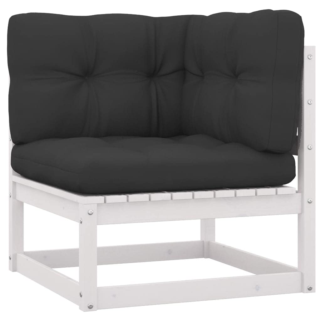8-Piece White Pine Patio Furniture Set with Cushions - Outdoor Sectional Sofa Conversation Set & Coffee Table for Garden, Deck, and Backyard Relaxation