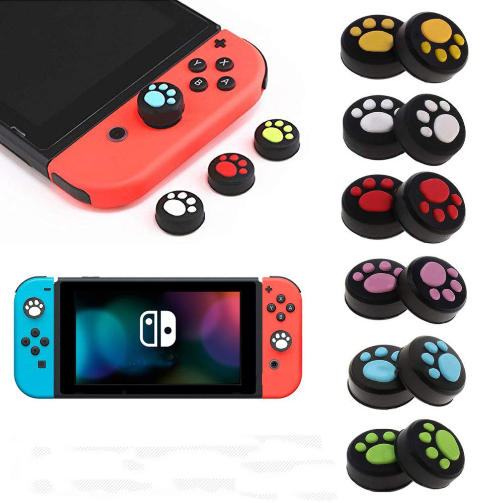 4-Pack Silicone Thumb Grips Cover for Nintendo Switch & Switch Lite Joy-Con - Soft Joystick Caps (White & Pink) - Improve Gaming Comfort & Grip for Long Play Sessions