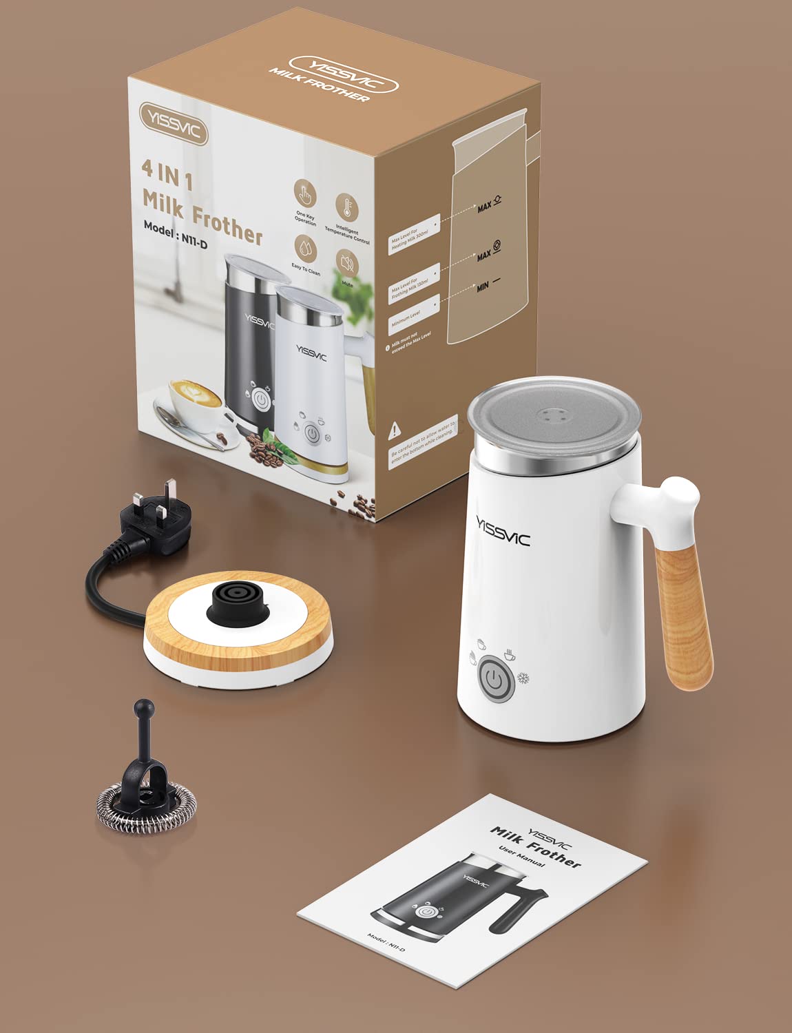 Electric Milk Frother & Steamer - Hot & Cold Milk Foam Maker for Cappuccino, Latte, Hot Chocolate - Perfect for Coffee Shops, Home Baristas & Breakfast Lattes