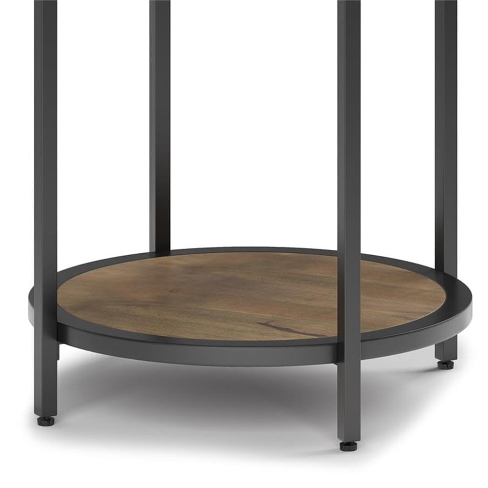 Rustic Brown Round End Table with Storage Shelf - Small Narrow Nightstand for Bedroom, Living Room & Sofa Side - Perfect as Telephone Table, Bedside Table or Corner Accent Piece - Ideal for Compact Spaces & Home Decor