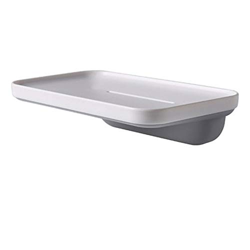 Gray Soap Dish Holder with Suction Cup - Upright Bathroom & Kitchen Soap Saver - Durable Dual Soap Tray for Shower, Sink, and Countertop Organization - Perfect for Bathroom, Kitchen, and Travel Use