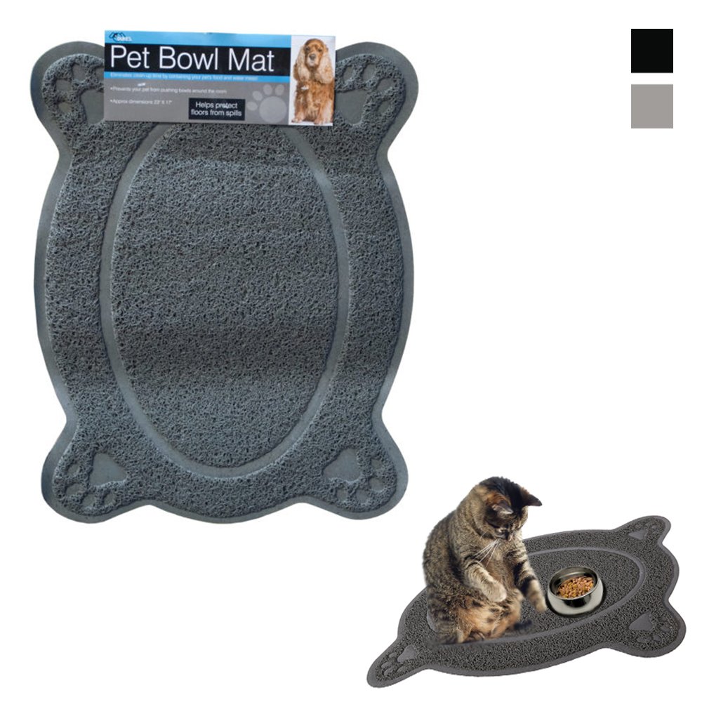 Waterproof Non-Slip Pet Food Mat with Paw Print Design - Washable Cat Dog Feeding Bowl Placemat for Messy Eaters | Perfect for Kitchen Floor, Crate Training & Travel Use