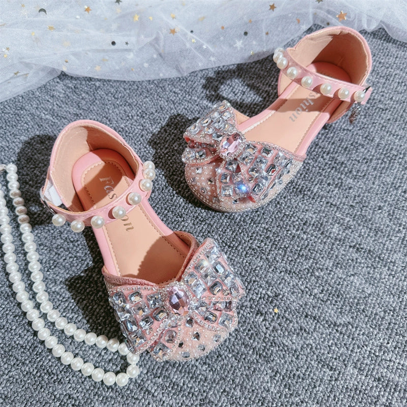 Adorable Pink Pearl Bow Knot Baby Shoes for Girls - Perfect for Summer Outfits, Parties & Photo Shoots