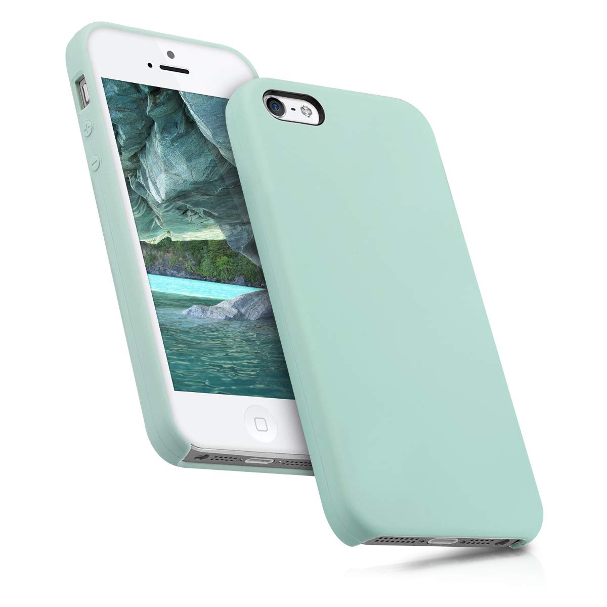 kwmobile Premium TPU Silicone Case for Apple iPhone SE (1st Gen 2016) / iPhone 5 / iPhone 5S - Soft Matte Mint Green Phone Cover - Slim Protective Shockproof Design for Everyday Use & Outdoor Activities