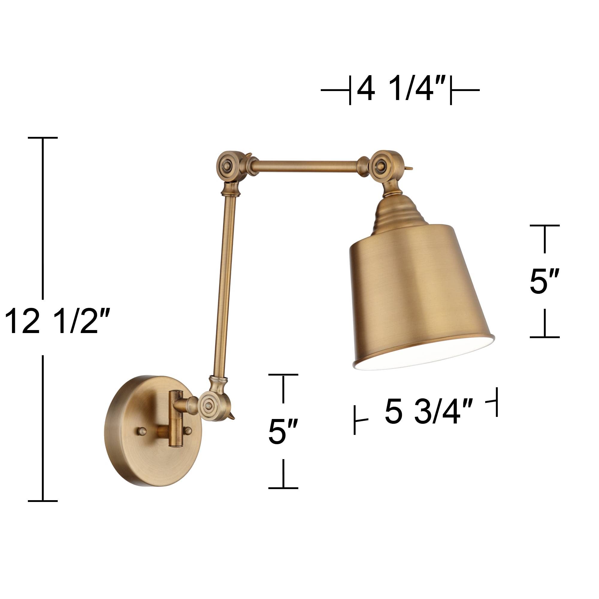 360 Lighting Mendes Modern Wall Lamps Set of 2 - Brass Gold Metal Hardwired Adjustable Cone Shade (5.75
