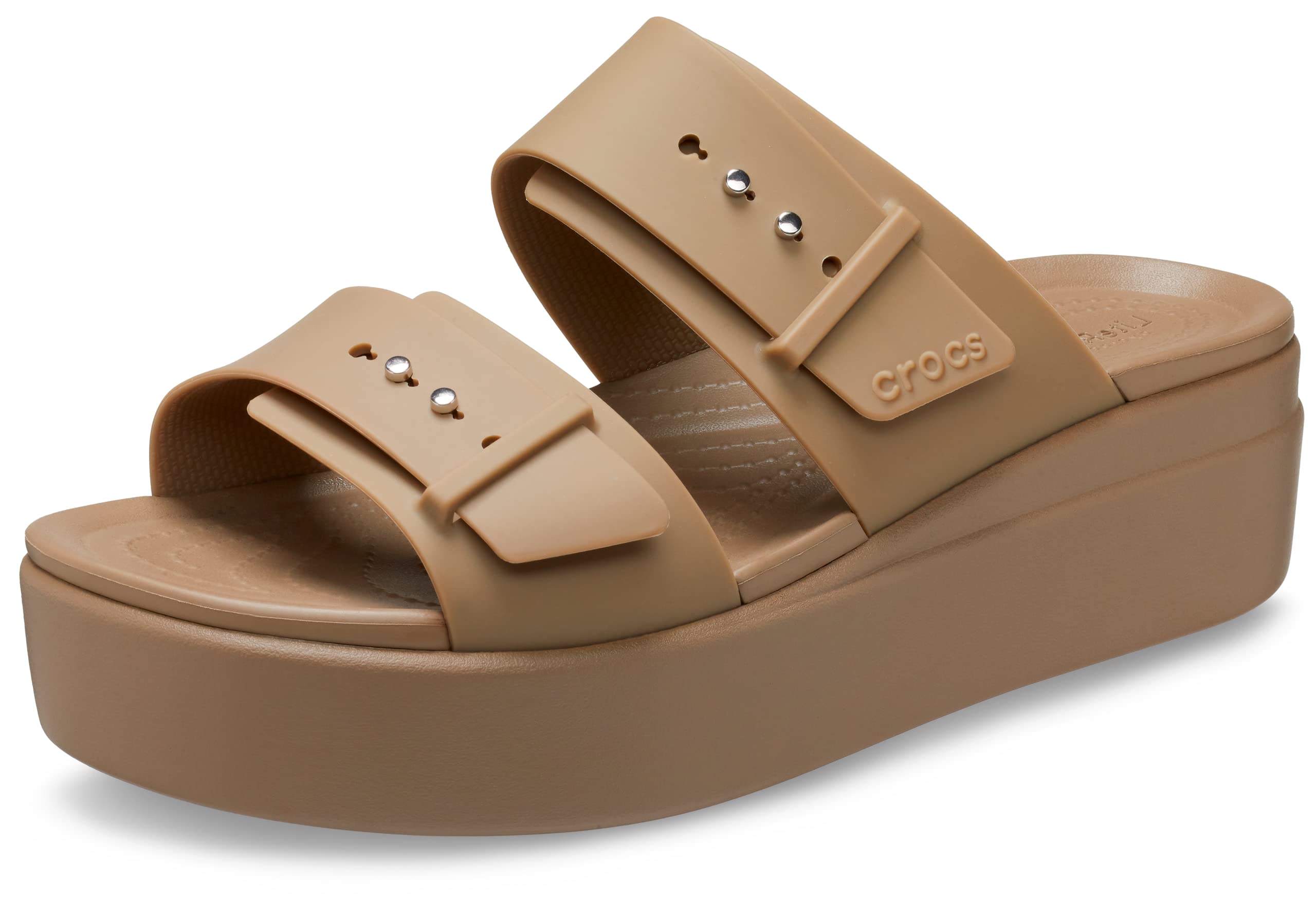 Crocs Women's Brooklyn Buckle Low Wedge Clog - Comfortable Slip-Resistant Shoes for Nurses, Teachers & Healthcare Workers - Perfect for Work, Errands & Casual Wear
