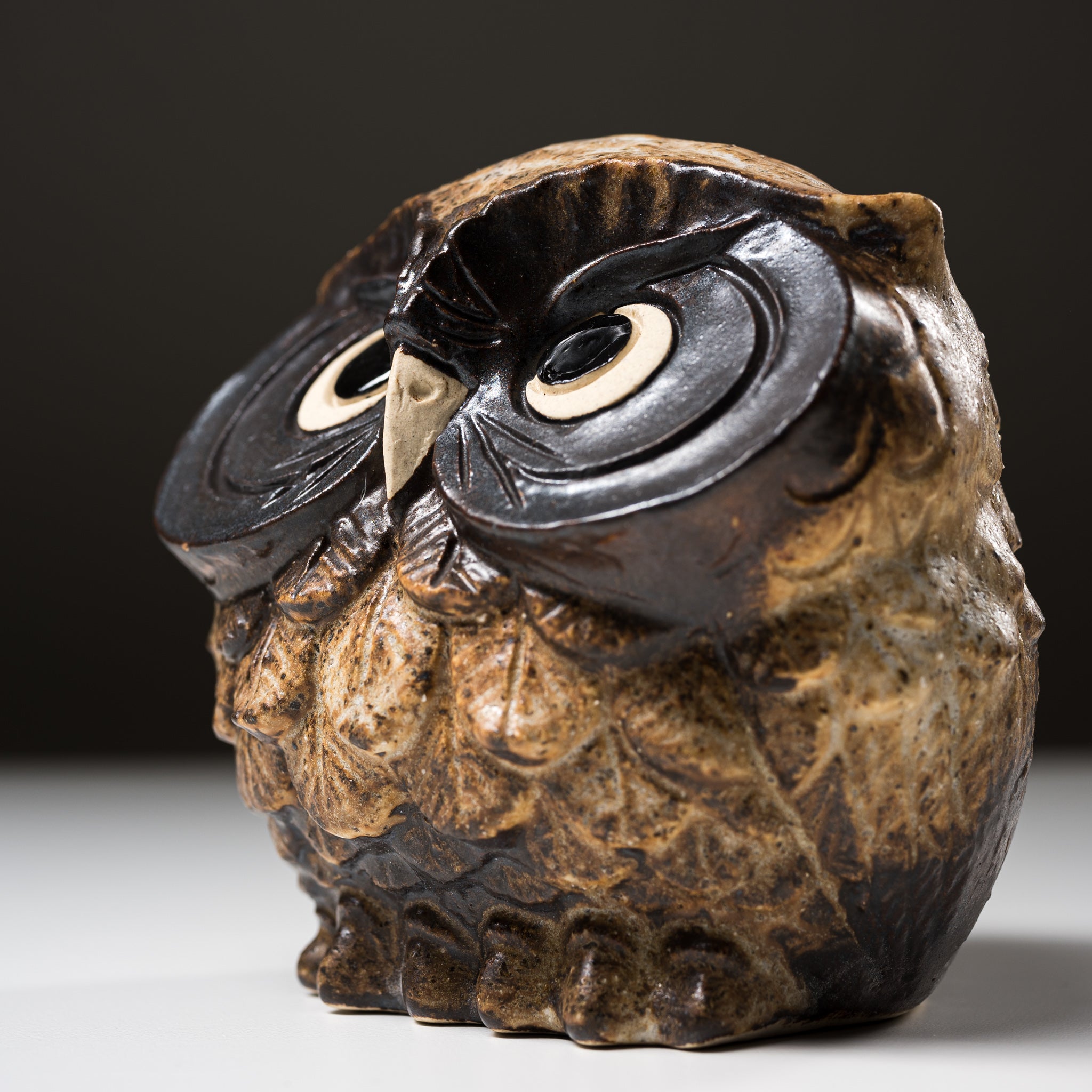 Authentic Shigaraki Ware Lucky Owl Ornament - 10cm Handcrafted Brown Ceramic Figurine for Home Decor, Office Feng Shui & Japanese Culture Enthusiasts