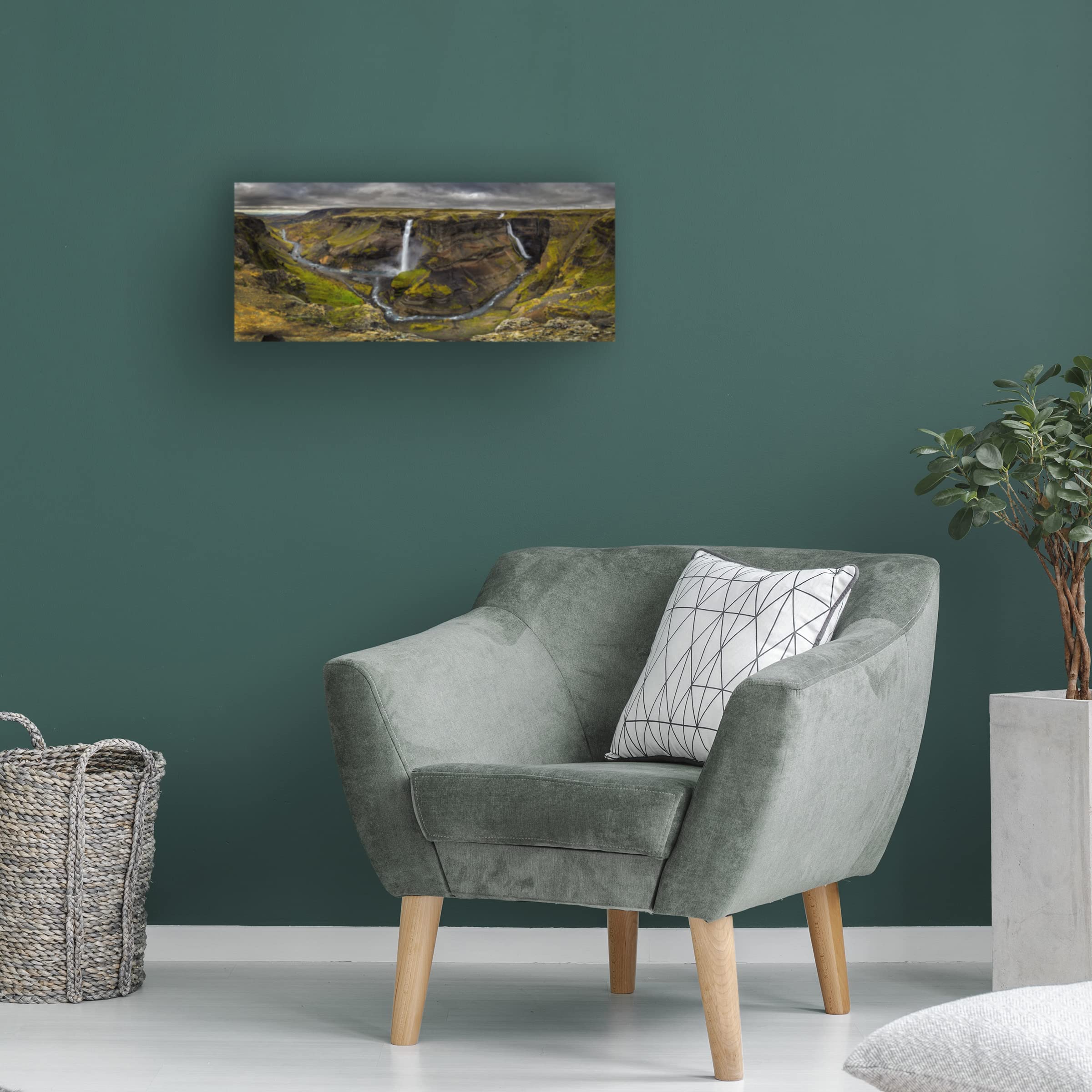 Trademark Fine Art 'Land Of Waterfalls' Canvas Wall Art by Alvaro Perez - Stunning Waterfall Landscape Painting for Living Room, Bedroom & Office Decor