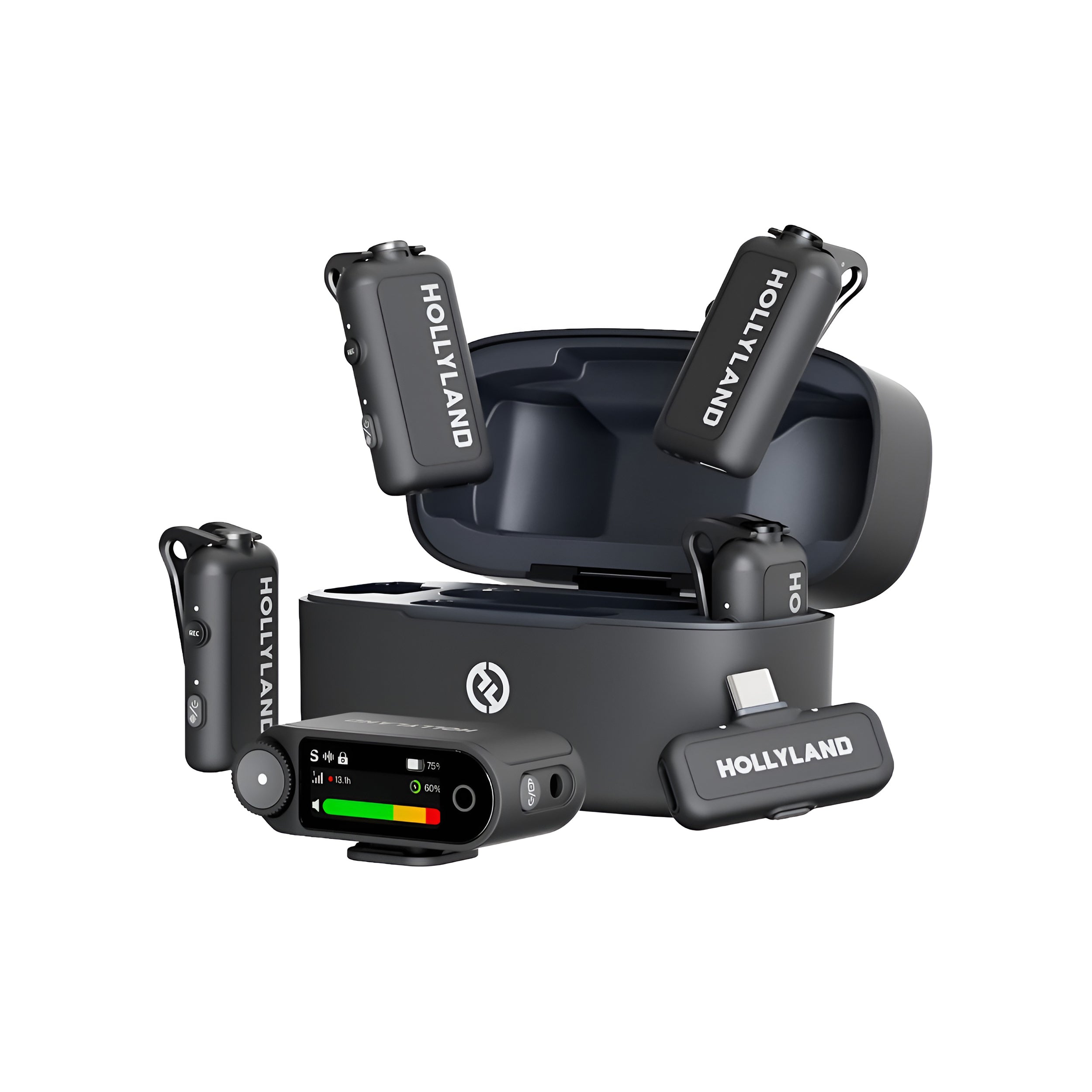 Hollyland LARK MAX 2 Combo 4-Person Wireless Microphone System (6701 Combo4) - Professional Audio for YouTube, Vlogging, Interviews & Live Streaming