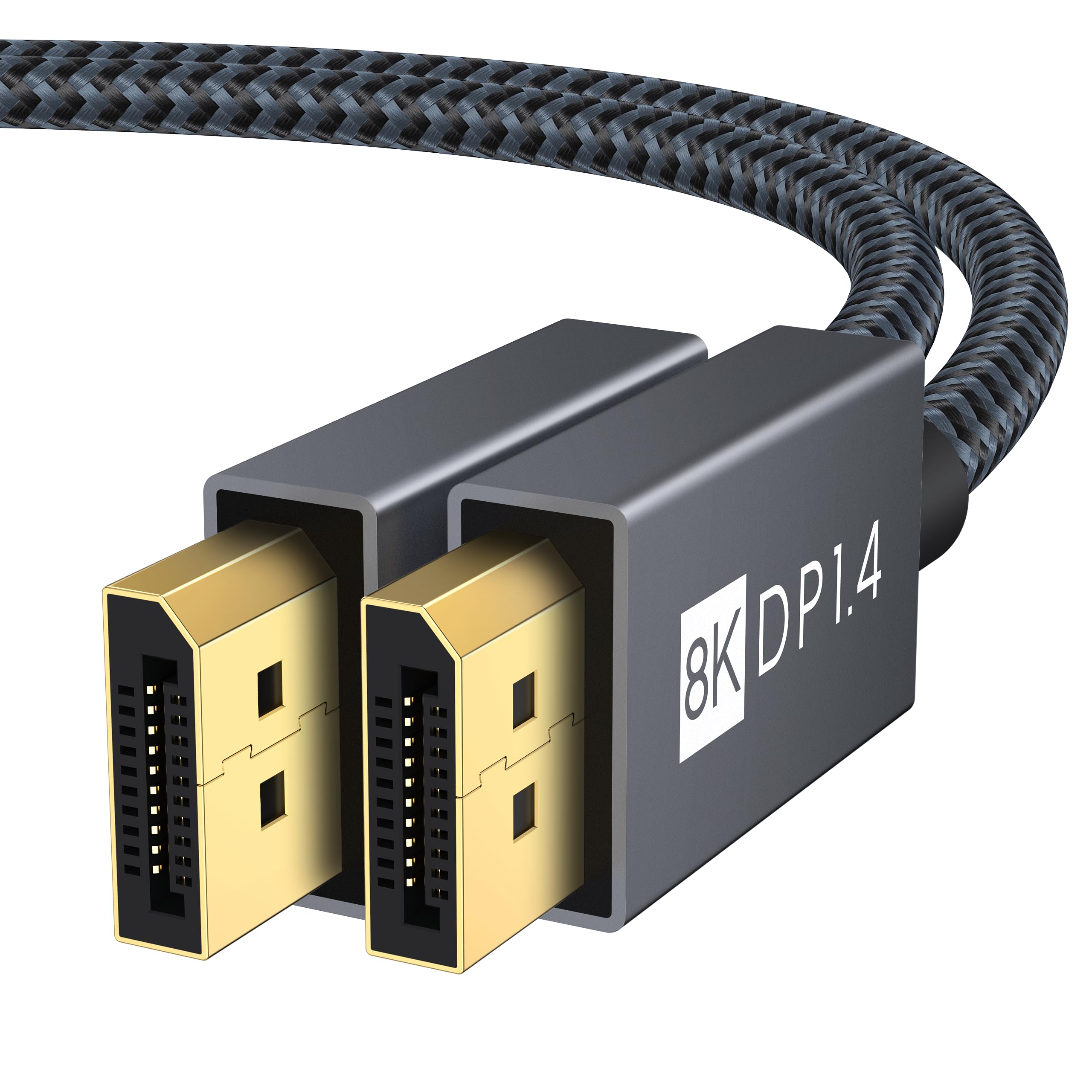 IVANKY DisplayPort Cable 1.4 - 8K DP to DP Cable [8K@60Hz, 4K@144Hz, 1080P@240Hz] with HBR3, 32.4Gbps, HDCP 2.2 & HDR - High-Speed Gaming Monitor Cable for PC, Laptop, TV - 6.6ft Grey - Perfect for 8K Gaming, 4K Video Editing & Home Theater Setup