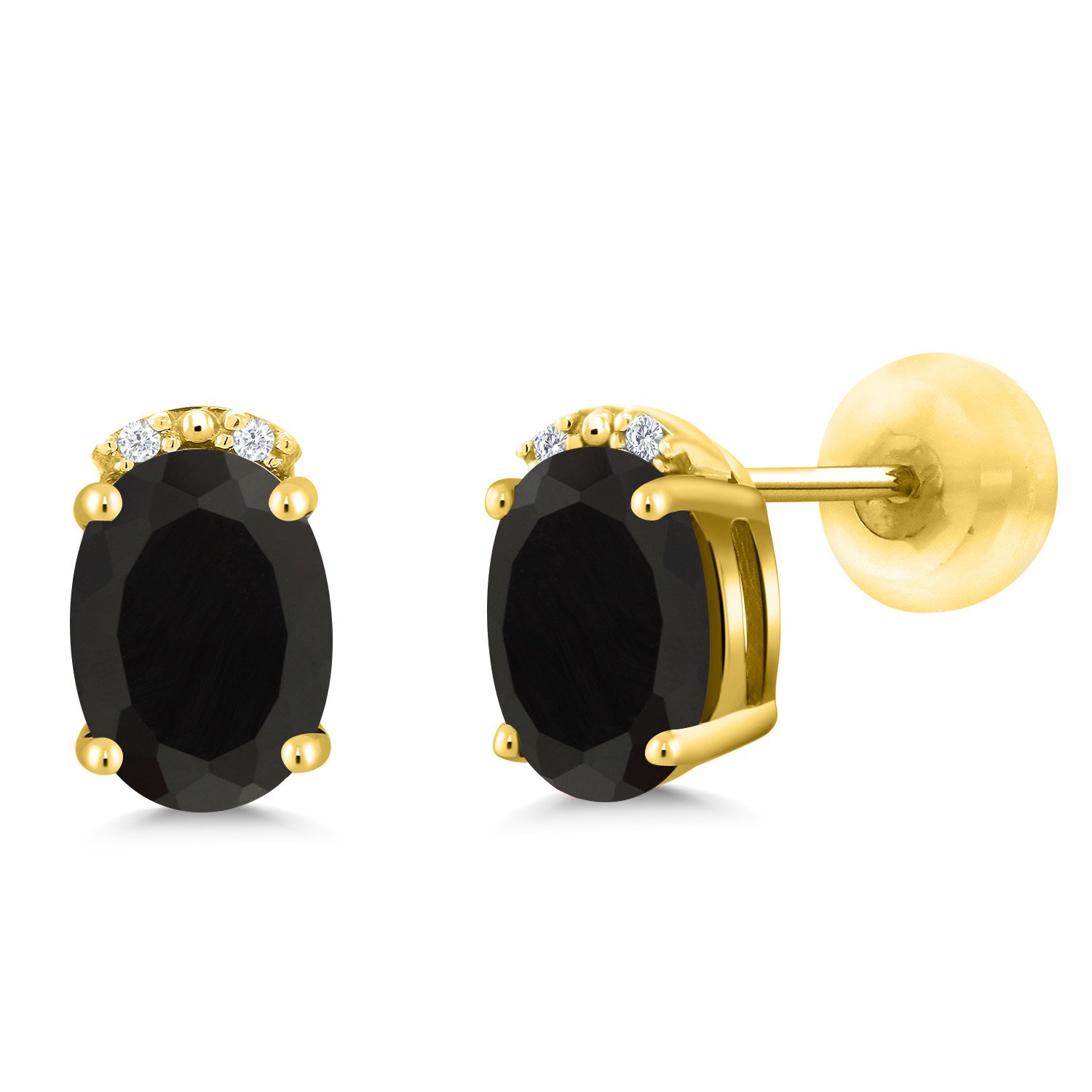 7X5MM Oval Gemstone & White Diamond Earrings for Women - 10K Solid Gold Birthstone Jewelry | Perfect Gift for Mom, Wife, Her | Elegant Fine Jewelry for Birthdays, Anniversaries, Special Occasions