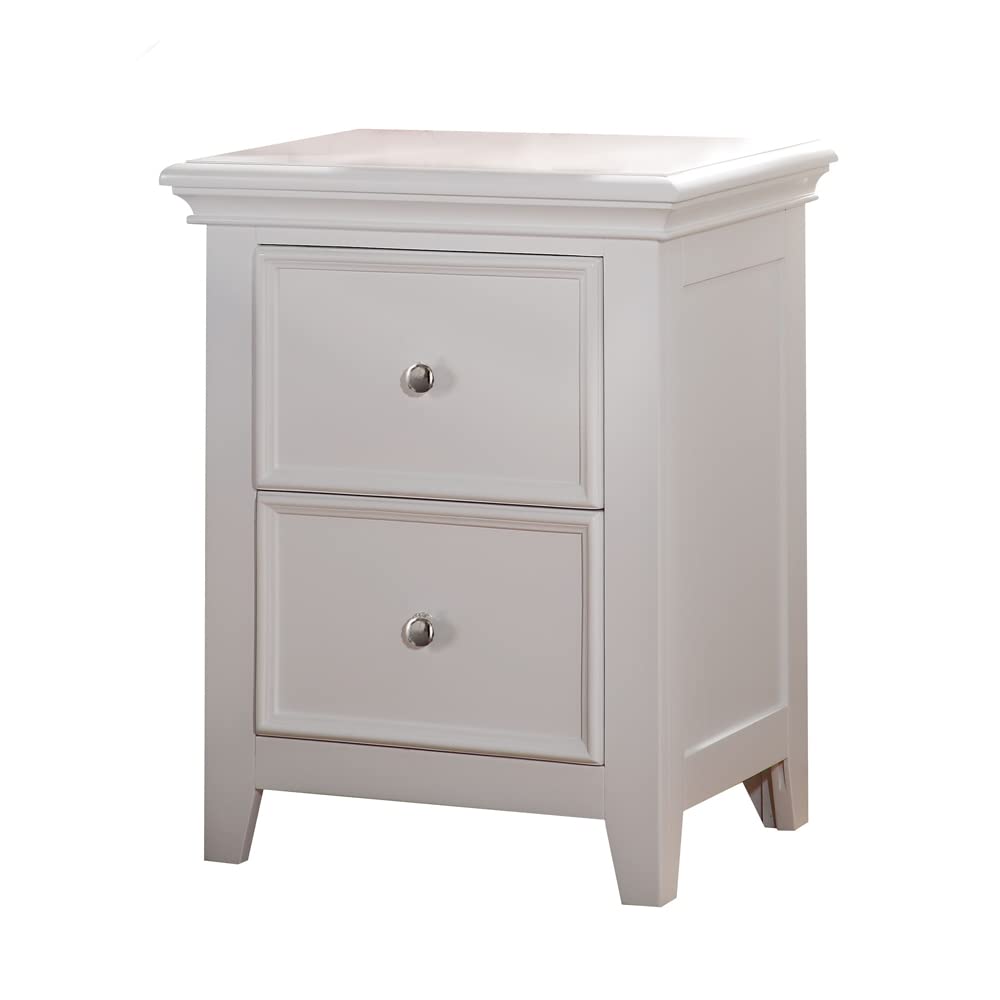 ACME Furniture Lacey Nightstand with 2 Drawers, White - Modern Bedside Table for Bedroom, Living Room & Guest Room Storage