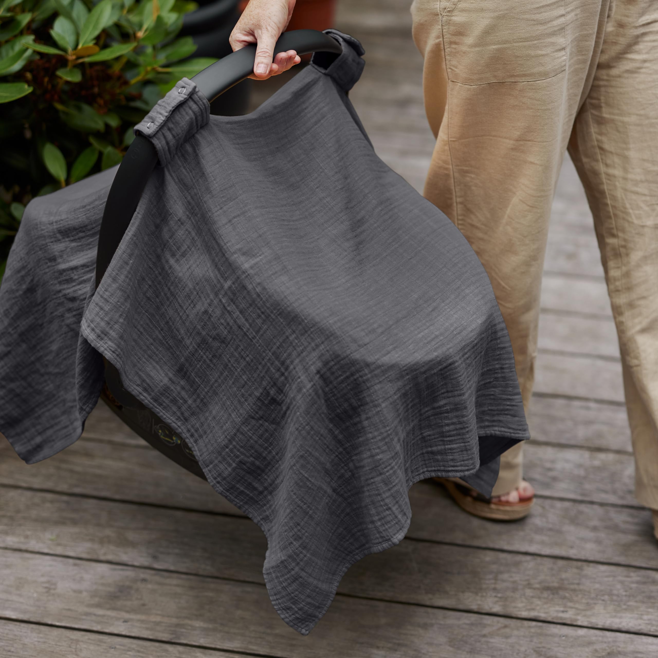 Organic Cotton Baby Car Seat Cover & Canopy - 100% Muslin, 43