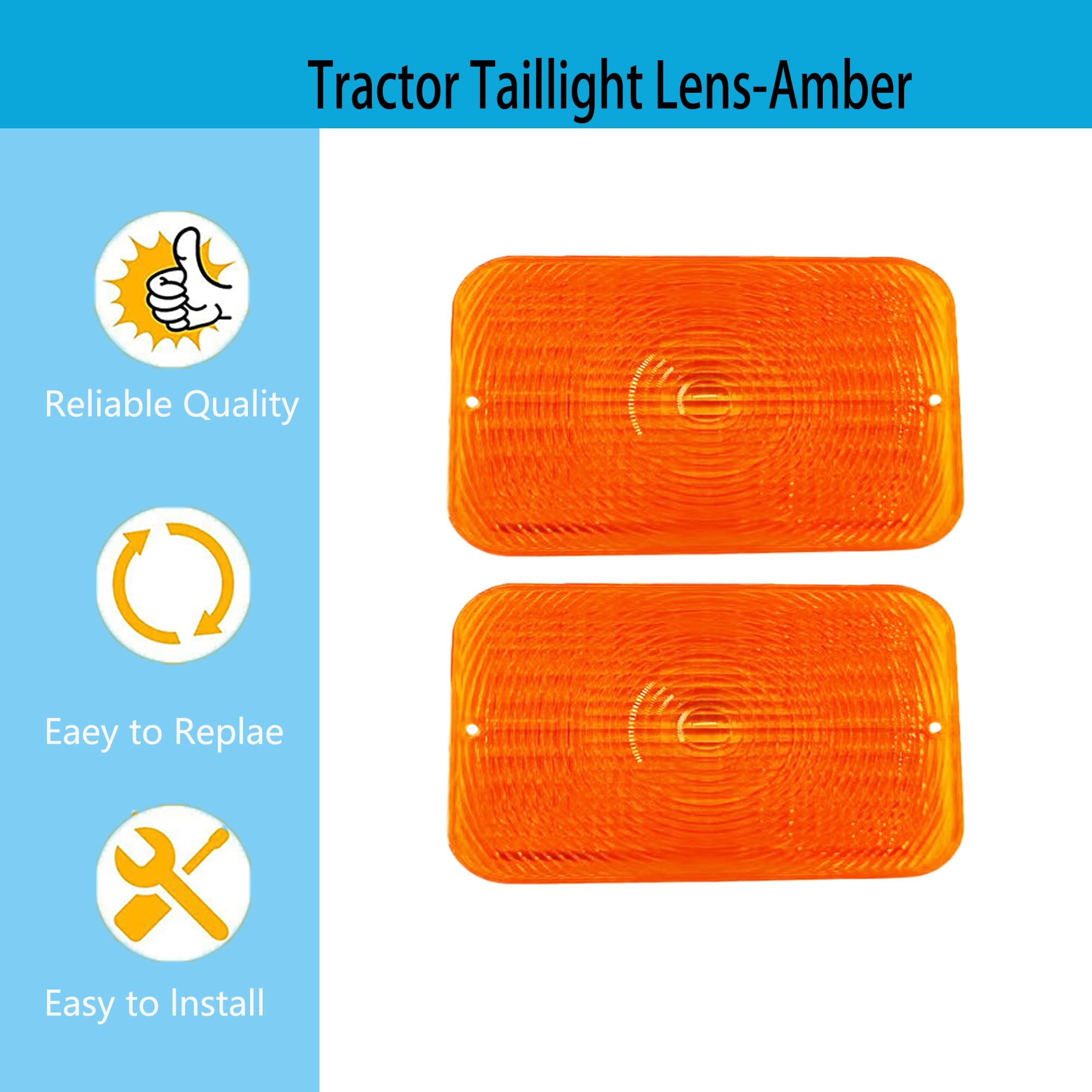 John Deere Tractor Taillight Lens Amber RE70020 Replacement - Compatible with 1023E 1025R 1026R 2027R 2032R 3120 3203 3320 4105 4520 4600 5415 5425 Models (2-Pack) - Durable Tractor Light Cover for Farm Equipment & Agricultural Machinery
