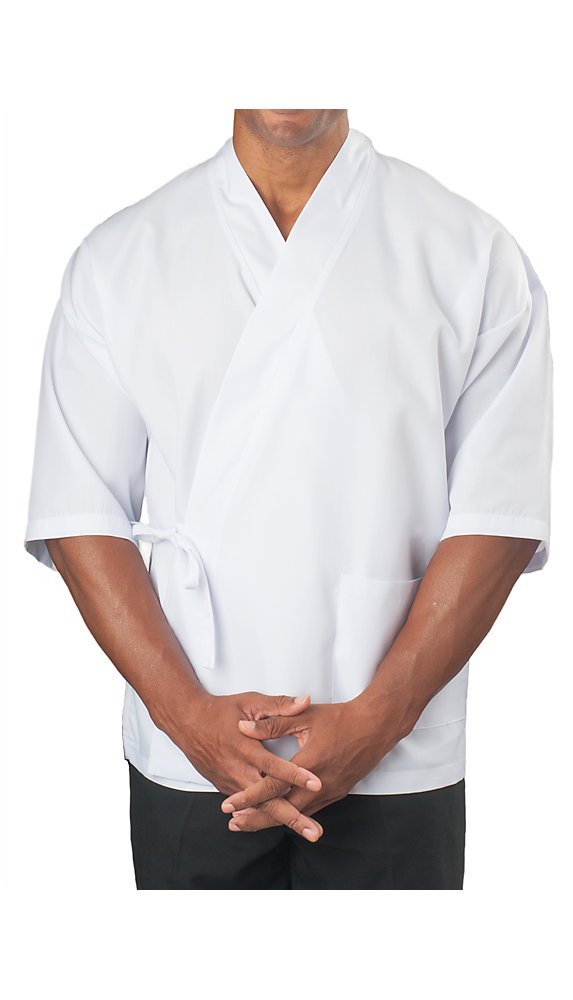 KNG 3/4 Sleeve Sushi Chef Coat - Professional Japanese Cooking Uniform for Sushi Restaurant & Culinary Arts (Ideal for Chefs, Catering & Home Cooking)