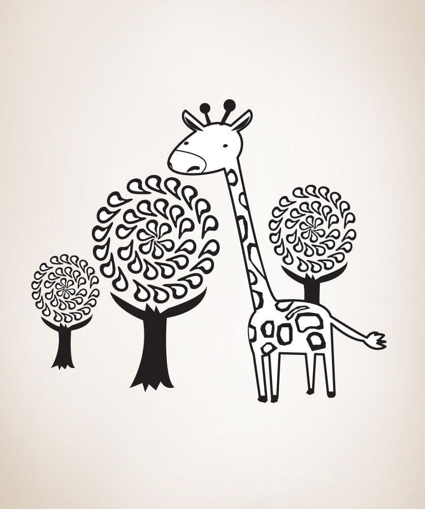 Vinyl Wall Decal Sticker - Giraffe & Trees Design #OS_DC329 - Perfect for Nursery, Kids Room & Home Decor