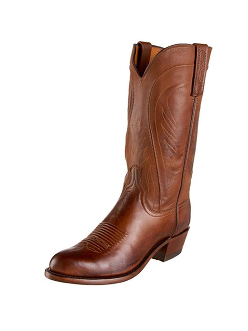 Lucchese N1596.R4 Men's Classic Ranch Hand Leather Boots - Tan Burnished Cowboy Boots for Western Riding & Outdoor Work
