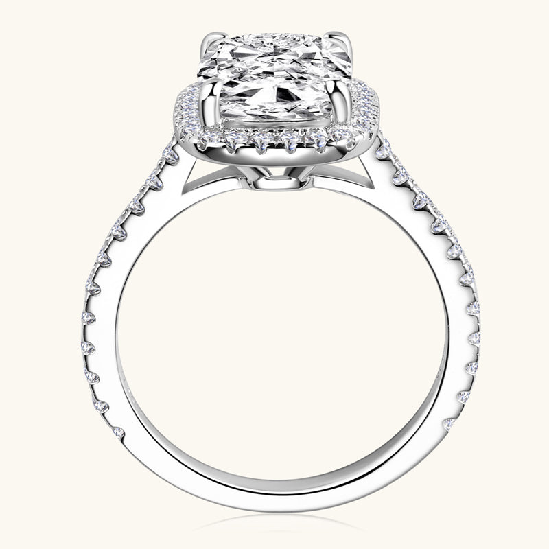 4CT Premium Moissanite Halo Engagement Ring for Women - Sparkling Diamond Alternative Wedding Band, Perfect for Proposals, Anniversaries & Special Occasions