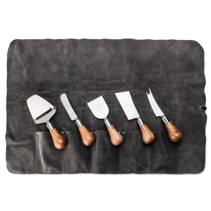 Premium Stainless Steel Cheese Knife Set - 4-Piece with Wooden Handle for Soft, Hard & Semi-Hard Cheeses - Perfect for Charcuterie Boards, Wine Pairings & Dinner Parties