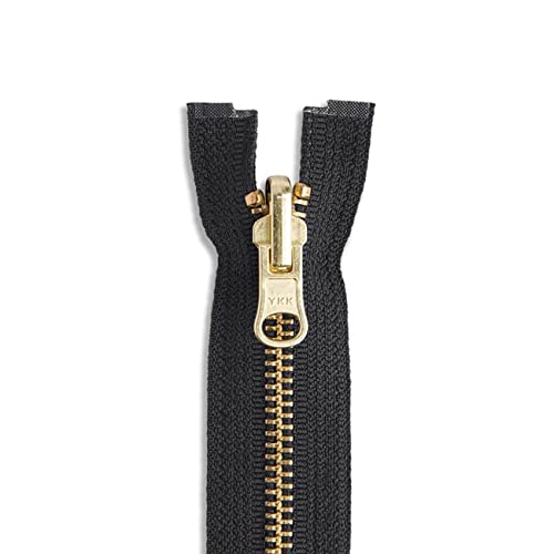 Lakesstory 28 Inch Heavy Duty Black Reversible Zipper with Brass Teeth & Polyester Tape - Separating Zipper for Jackets, Bags & Outdoor Gear