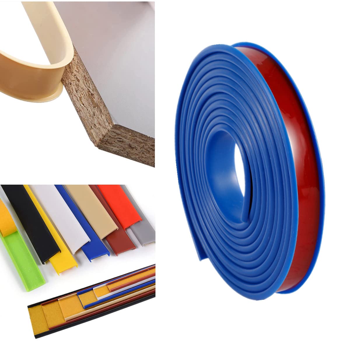 5M TPE Self-Adhesive Furniture Edge Trim - U-Shaped Cabinet Edge Protector, Kitchen Countertop Sealing Strip, Anti-Collision Shockproof DIY Edge Banding for Wardrobe, Table, Desk (28mm, Blue) - Perfect for Home Improvement, Office & Kitchen Safety Protection