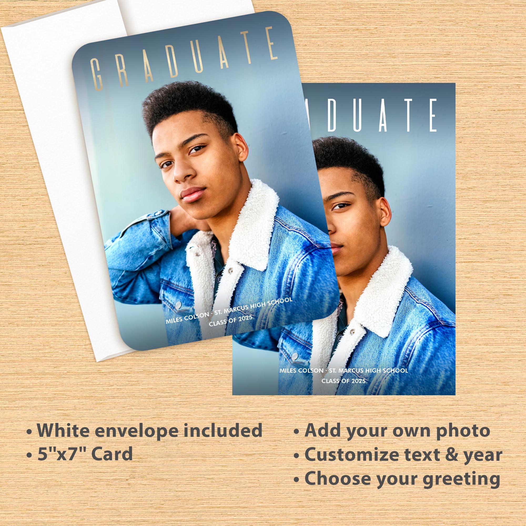 Custom Graduation Announcements for Class of 2025 - Personalized Photo Cards with White Envelopes - Premium 5x7 Edge-to-Edge Quality Invitations (150 Pack) - Perfect for High School & College Graduation Parties, Commencement Celebrations & Memory Keepsakes