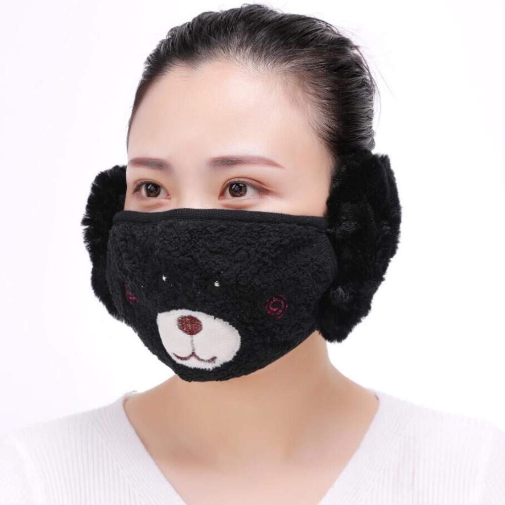HKBGS Reusable Windproof Anti-Dust Half Face Mask with Earmuffs - Warm Breathable Protection for Women - Perfect for Outdoor Activities, Cycling, Running & Cold Weather