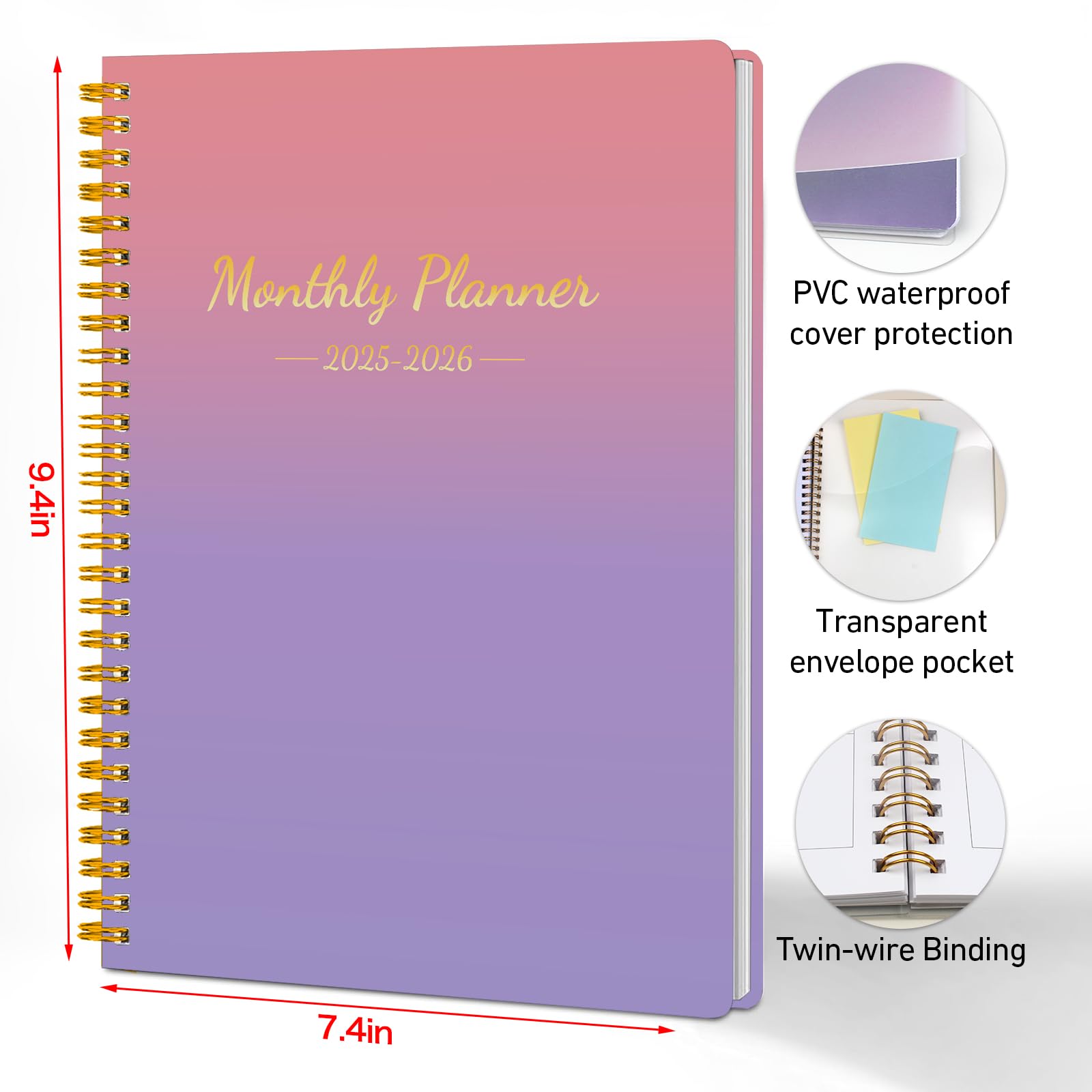 2025-2026 Monthly Planner | 24-Month Calendar (Jan 2025 - Dec 2026) | 7.4
