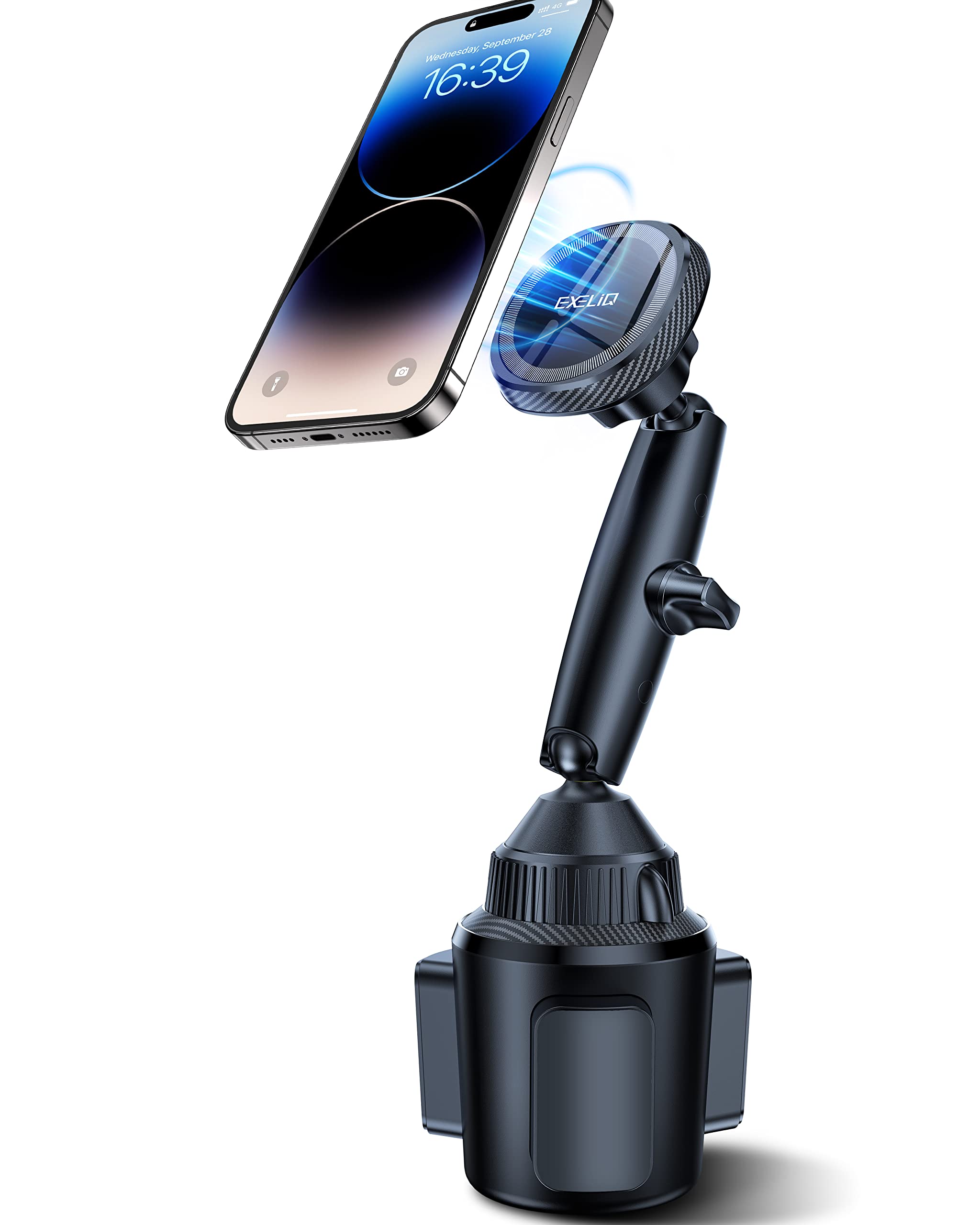 Strong Magnetic Cup Holder Phone Mount for Magsafe - Universal Car Phone Holder for Tesla, Truck & SUV - Compatible with iPhone 16/15/14/13/12 & Samsung - Perfect for Hands-Free Driving & GPS Navigation