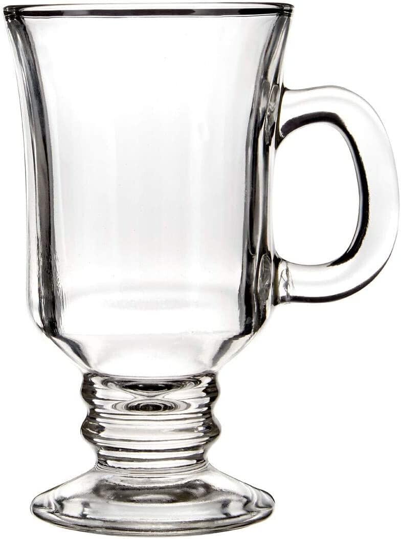Irish Coffee Glasses 8oz (230ml) - Set of 12 Classic Heat-Resistant Glass Mugs - Perfect for Hot Coffee, Irish Cream, Cocktails & Home Bar Use