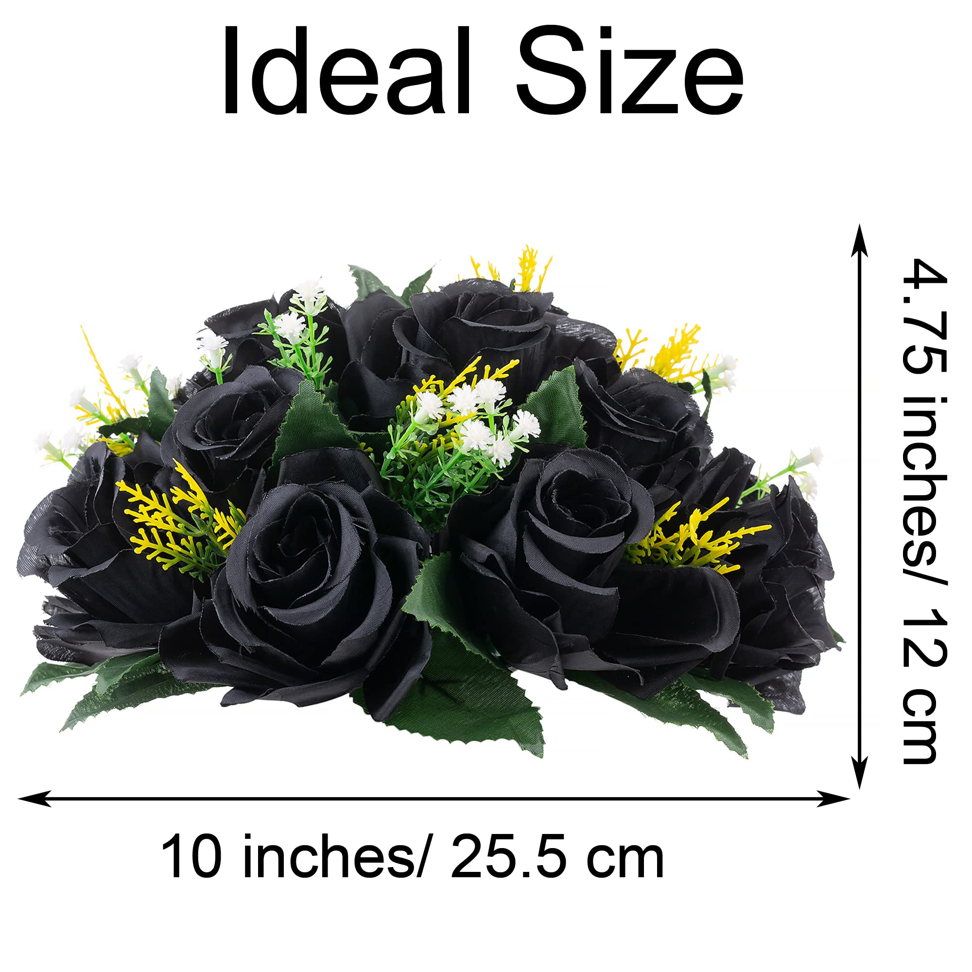 Artificial Rose Flower Balls for Wedding Centerpieces - 10 Pack Black Floral Arrangement Bouquets for Weddings, Birthdays, Home Decor | Perfect for Table Decorations, Bridal Showers & Event Styling