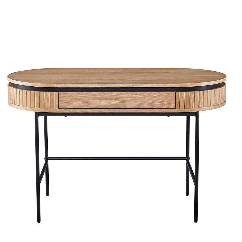 KAIDAN 47 Inch Study Desk - Solid Oak Wood & Black Metal Frame - Perfect for Home Office, Dorm Room, or Small Space Workstation
