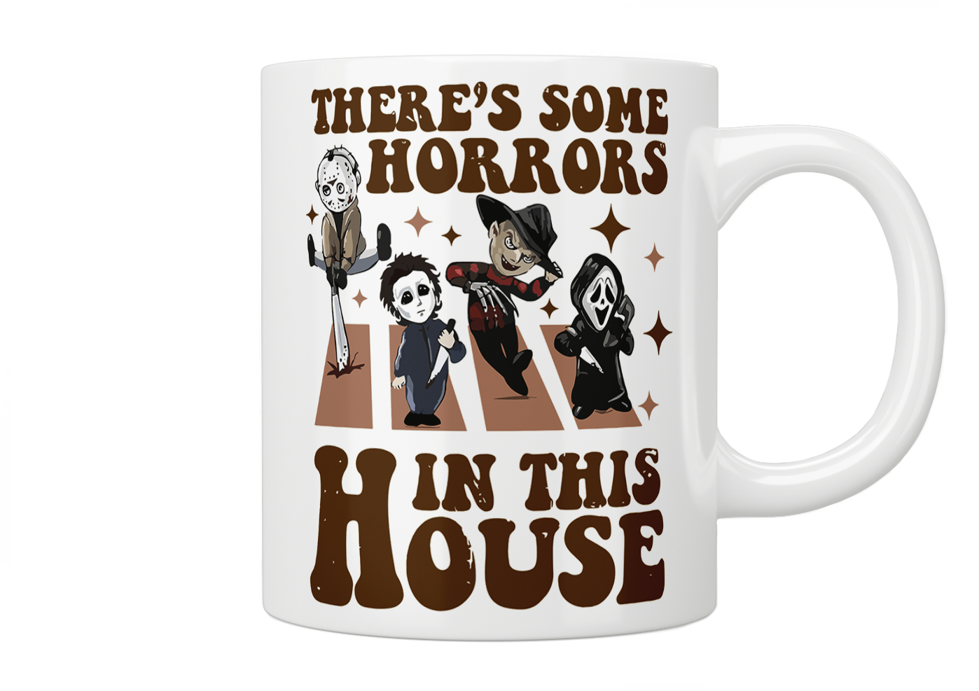 Horror Movie Fan Mug - 'There's Some Horrors In This House' Novelty Coffee Cup - Perfect for Halloween Gifts, Horror Film Lovers & Spooky Home Decor