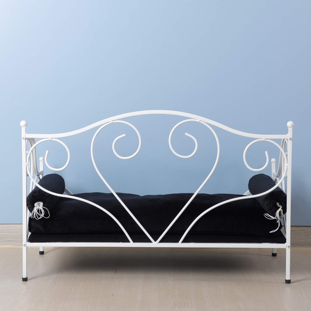 Premium Dog Sofa Bed with Removable Thick Cushion - White Metal Frame Pet Bed for Small Dogs - Breathable Summer Design - Perfect for Living Room, Bedroom & Pet-Friendly Spaces (White)
