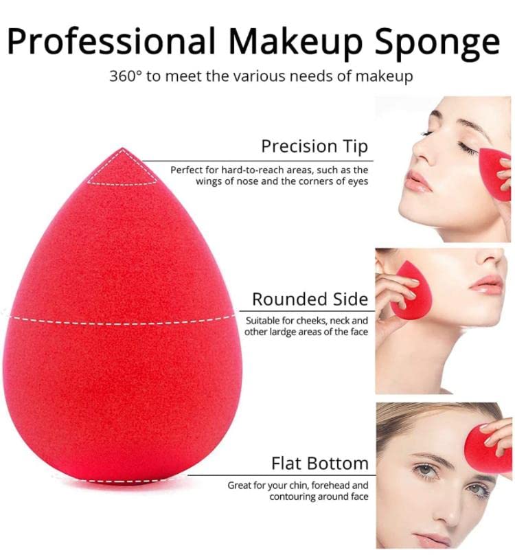 Professional Makeup Sponge Beauty Blender - 3 Pack Pink Face Sponge Puff for Flawless Foundation & Concealer Application - Perfect for Daily Makeup, Contouring & Airbrush Finish
