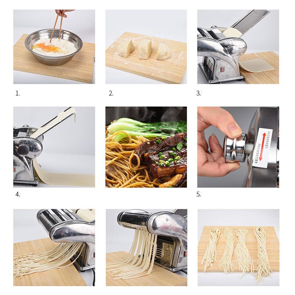 LIJCC 135W Electric Pasta Maker Machine - Stainless Steel Pasta Maker with 3 Blades & 6 Thickness Settings for Homemade Spaghetti, Lasagna & Noodles | Perfect Kitchen Tool for Italian Cuisine & Family Cooking