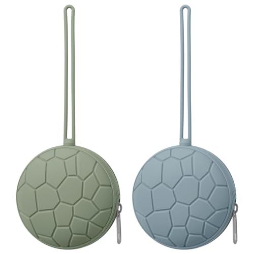 2 Pack BPA-Free Silicone Pacifier Holder Case for Newborn Babies - Portable Pacifier Storage Container for Boys & Girls (Sage/Ether) - Perfect for Travel, Daycare & On-the-Go Parents