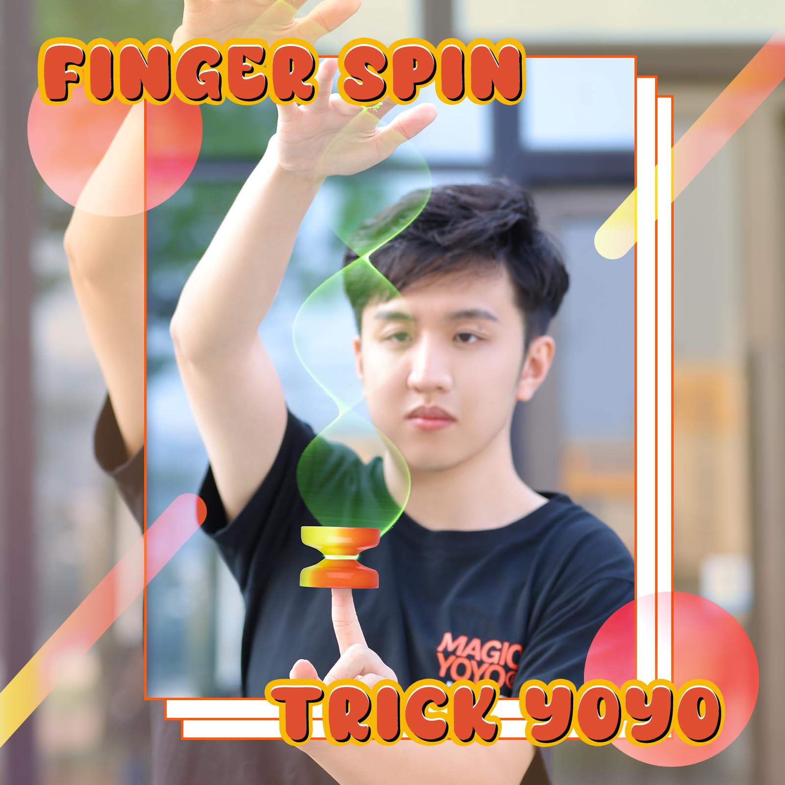 MagicYoYo K2 Professional Finger Spin Trick Yo-Yo for Kids & Adults - 2-in-1 Beginner to Advanced Yo-Yo with Durable Bearings + 12 Strings (Red/Yellow) - Perfect for Competitions, Practice & Skill Development