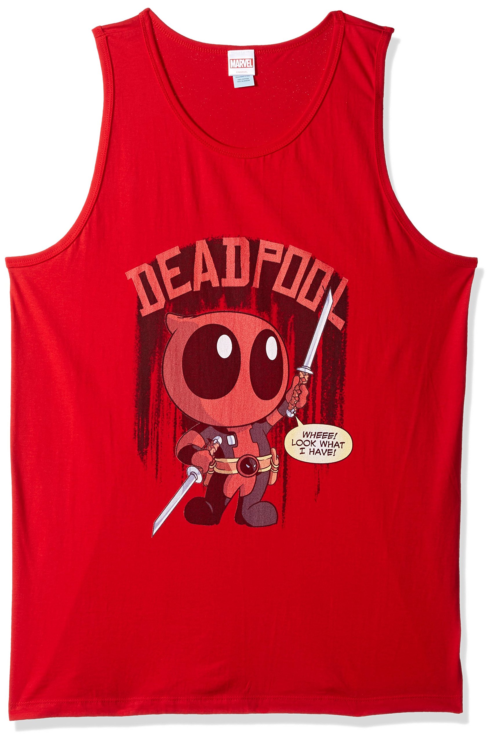 Marvel Official Lil Ol Pool Men's Tank Top - Superhero Graphic Muscle Tee for Summer, Gym & Casual Wear | Avengers, Deadpool Fan Apparel